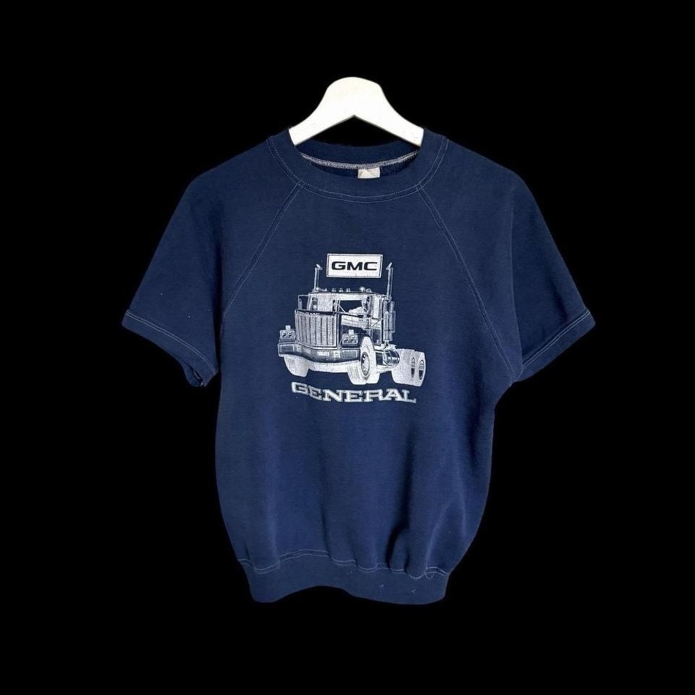 Vintage 70's General‎ Motors Trucks Sweatshirt Sz Med Blue Raglan Shirt Sleeve